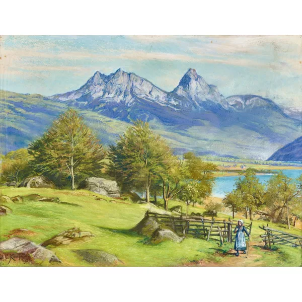 Josef Clemens Kaufmann — Seelandschaft mit Bergkette.