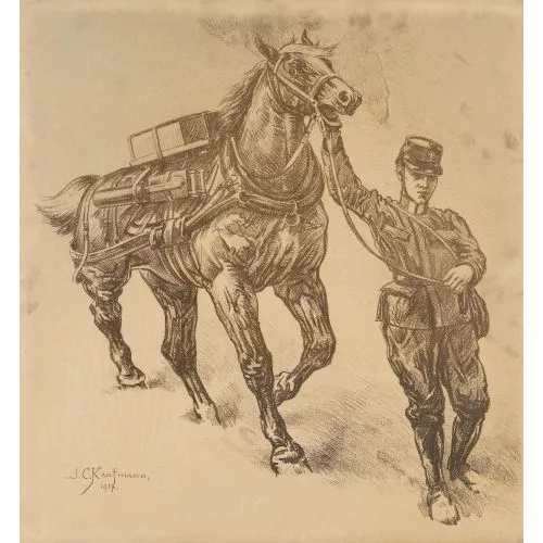 Josef Clemens Kaufmann — Kavallerist mit Pferd.
