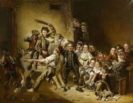 JOSEPH HORNUNG — Kinder beim Spielen mit einem Esel. — Koller Auktionen