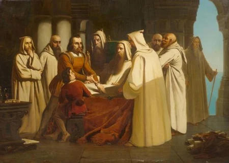 HORNUNG, JOSEPH — Christoph Columbus unter Mönchen. 1848. — Koller Auktionen