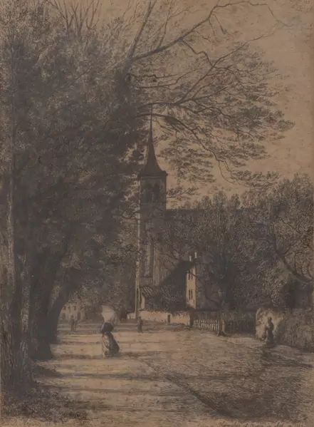Joseph MEGARD (1850-1918), "Eglise de Plainpalais et chemin du Mail" — DognyAuction