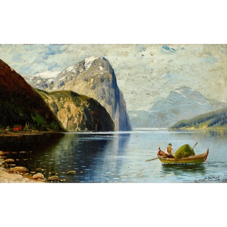Ruderer auf einem Bergsee