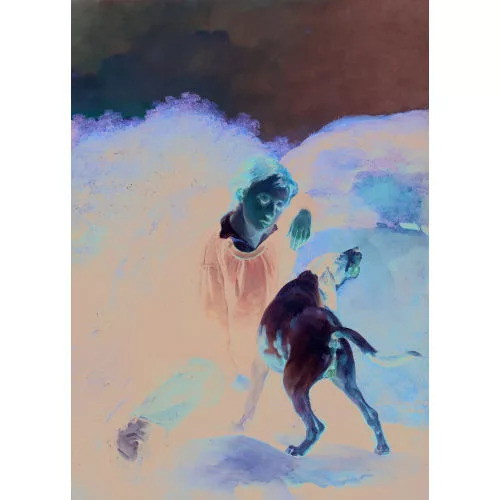 Joseph Volmar — Schlafender Knabe mit Hund.