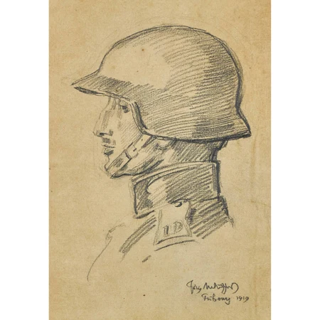 Soldat mit Helm im Profil