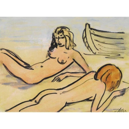 "Deux jeunes femmes à la plage"