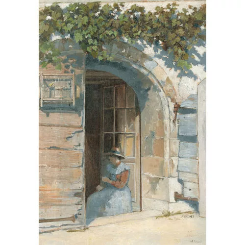 Jules Gachet — Hauspartie mit Bäuerin.