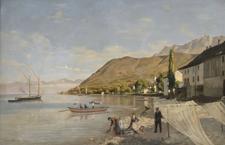 Bord du lac avec pêcheurs