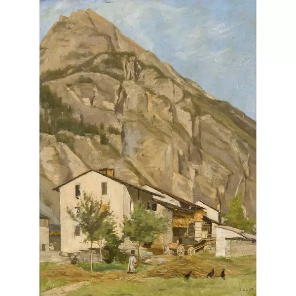 Sommerliche Berglandschaft mit einem Hof