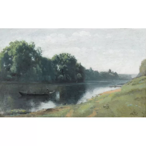 Jules-Louis Badel — Flussuferpartie mit Ruderboot.