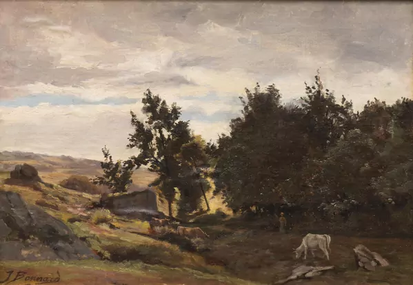 Julia BONNARD (1860-1927), "Paysage avec vaches", huile — DognyAuction