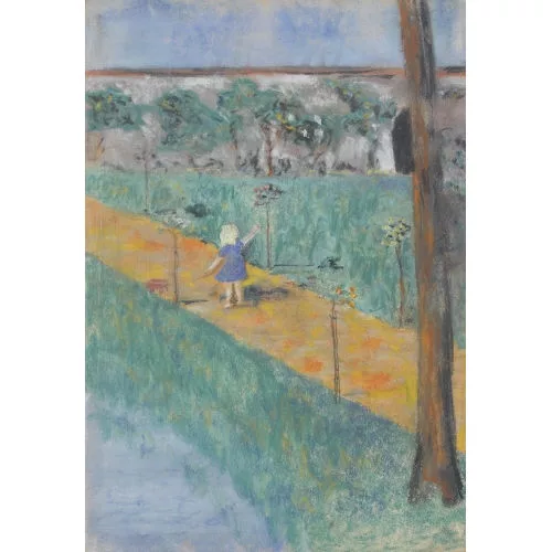Julien Dinou — Sommerlicher Park mit kleinem Mädchen.