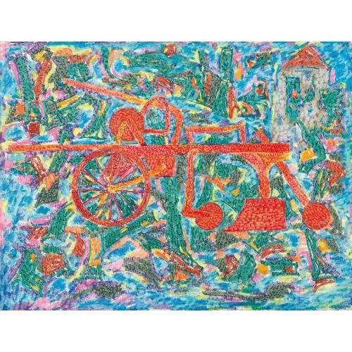 Julien Dinou — Landschaft mit einem Wagen.