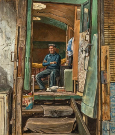 Peau de serpent in seinem Wohnwagen, 1976