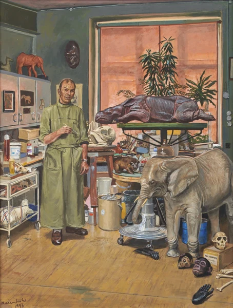 Jürg Kreienbühl — Der Präparator Daniel Oppliger in seinem Labor im Naturhistorischen Museum in Basel, 1993