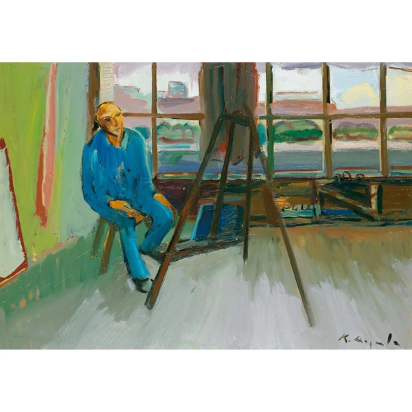 Karl Aegerter — SELBSTBILDNIS IM ATELIER (BASEL) SELF-PORTRAIT IN THE STUDIO (BASEL)