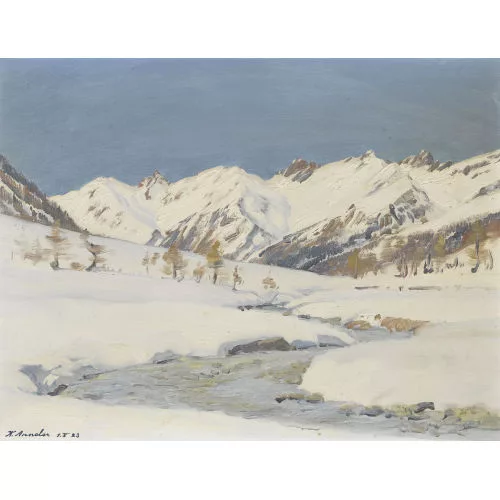 Karl Anneler — Winterliche Berglandschaft im Lötschental.