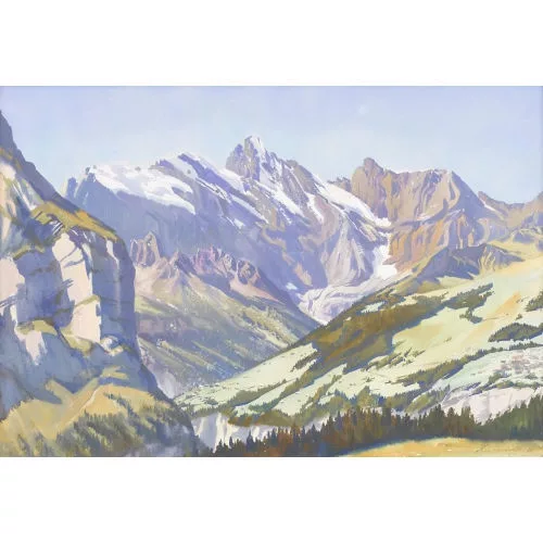 Karl Anneler — Berner Alpen mit Blick auf Gimmelwald und Mürren.