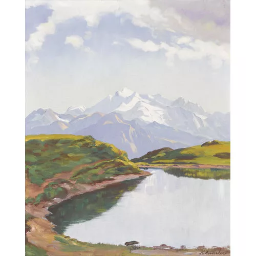 Karl Anneler — Bergsee mit Blick auf das Mont-Blanc-Massiv.
