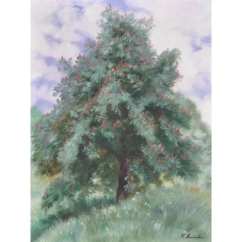 Karl Anneler — "Rotblühender Kastanienbaum".