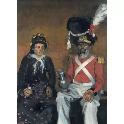 Walliser Trachtenfrau und ein Herrgottsgrenadier