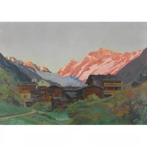 Lötschental mit Eisten im Abendrot