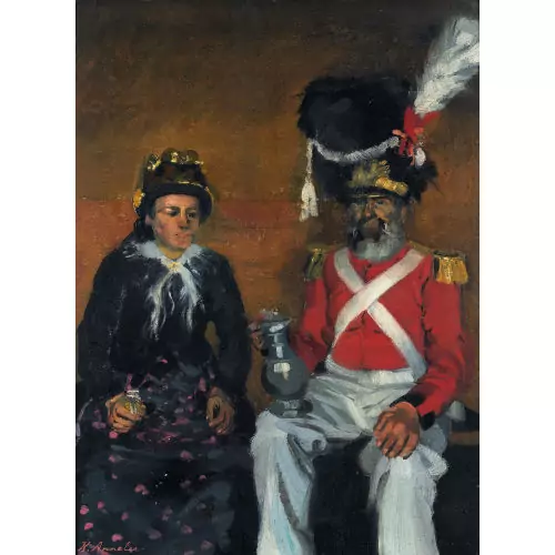 Walliser Trachtenfrau und Herrgottsgrenadier