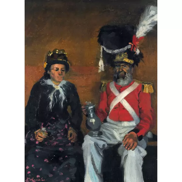 Walliser Trachtenfrau und Herrgottsgrenadier