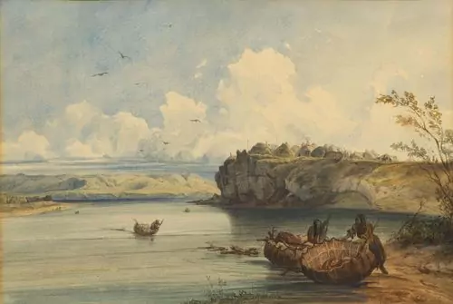 KARL BODMER — Indianerdorf an einem Fluss. — Koller Auktionen