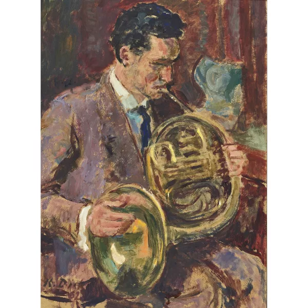 Karl Dick — Musiker mit Horn.