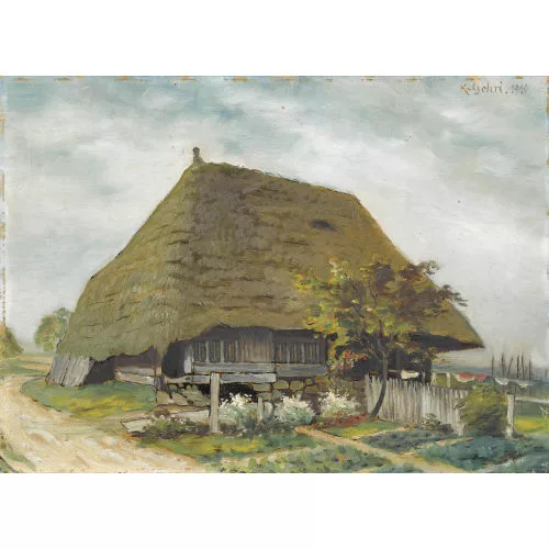 Karl Gehri — Strohbedecktes altes Bauernhaus.