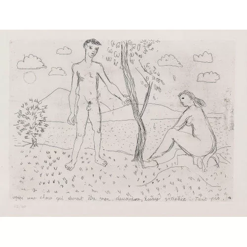 KARL GEISER — Jüngling und Mädchen in Landschaft.