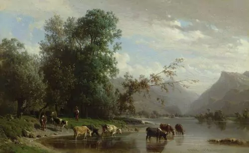 KARL GIRARDET — Kühe am Brienzersee. — Koller Auktionen