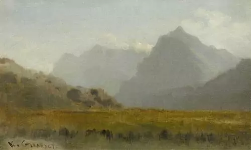 KARL GIRARDET — Ölstudie zu einer Berglandschaft. — Koller Auktionen