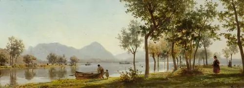 KARL GIRARDET — At Lake Brienz. — Koller Auktionen