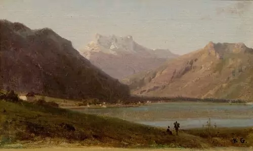 KARL GIRARDET — Mountain lake. — Koller Auktionen