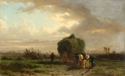 KARL GIRARDET — Hay harvest. — Koller Auktionen
