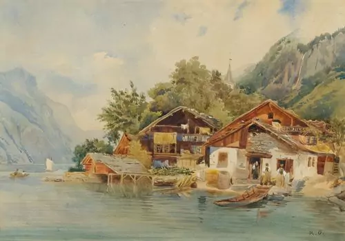 GIRARDET, KARL — Landscape with Lake Brienz. — Koller Auktionen