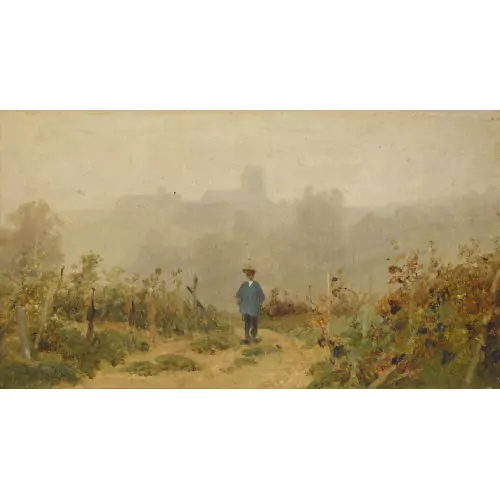 Rebberg mit Weinbauer