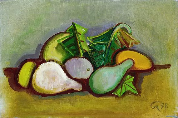 Karl Hofer — Stilleben mit Blättern und Kürbissen