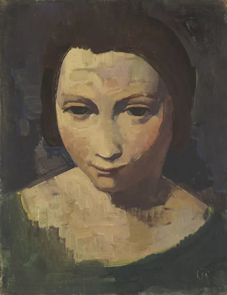 Karl Hofer — Studie eines Mädchenkopfes mit gesenktem Blick