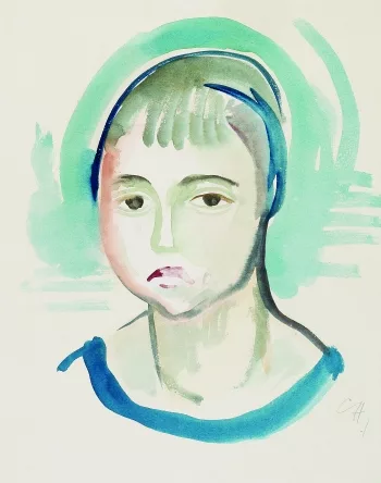 Karl Hofer — Mädchenkopf en face