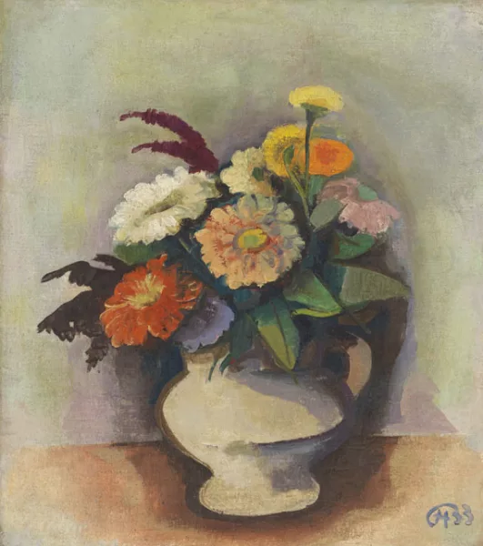 Karl Hofer — Zinnienstrauß in Vase