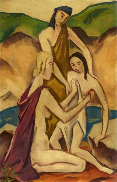 Karl Hofer — Figurengruppe in Berglandschaft