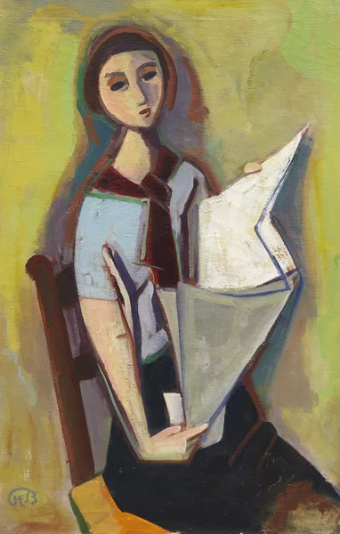 Karl Hofer — Zeitungslesende junge Frau