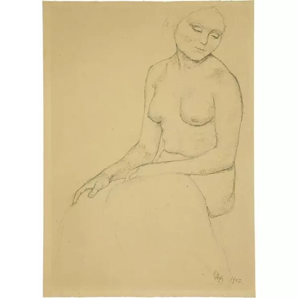 Karl Hofer — Sitzendes nacktes Mädchen, mit Tuch über den Oberschenkeln — Galerie Kornfeld