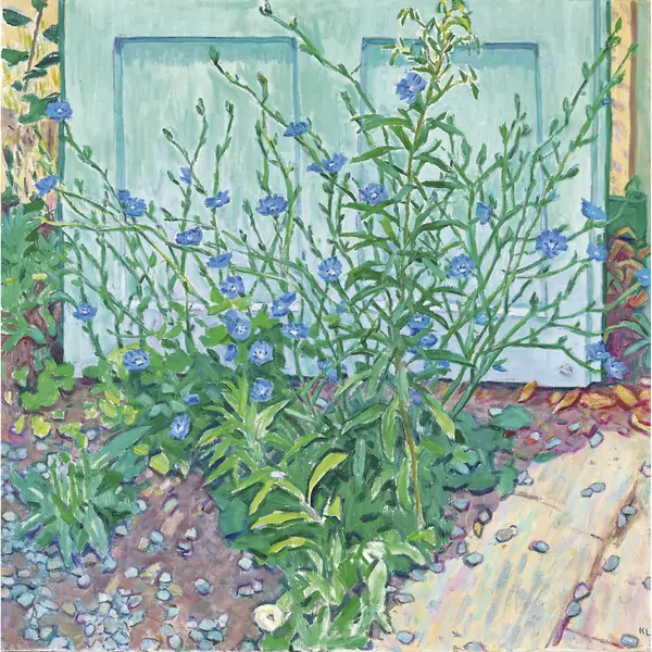 "Wegwarte vor dem Ateliertor"
