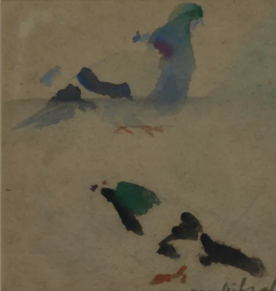 Karl Madritsch — 2 Blätter: Zwei Tauben; Fisch