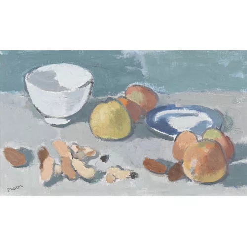 Karl Moor — Stillleben mit Früchten, Teller und Schüssel.