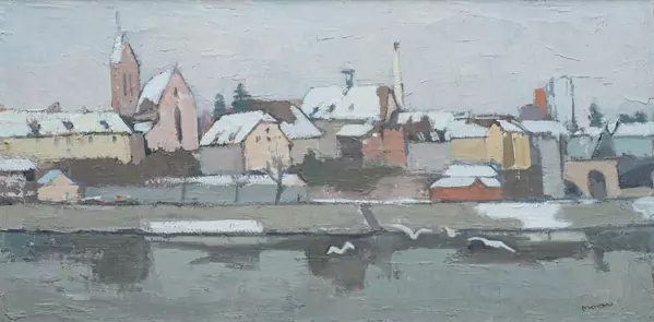 Karl MOOR (1904-1991), "Bâle sous la neige", huile — DognyAuction