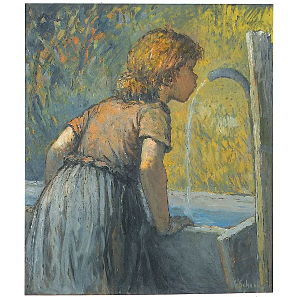 Karl Schenk — Trinkendes Mädchen am Brunnen.